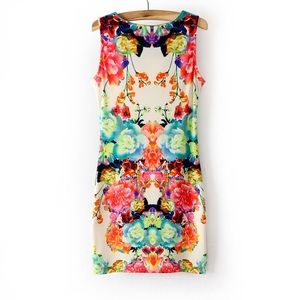 H&M Floral Bodycon Stretchy Mini Dress NWOT